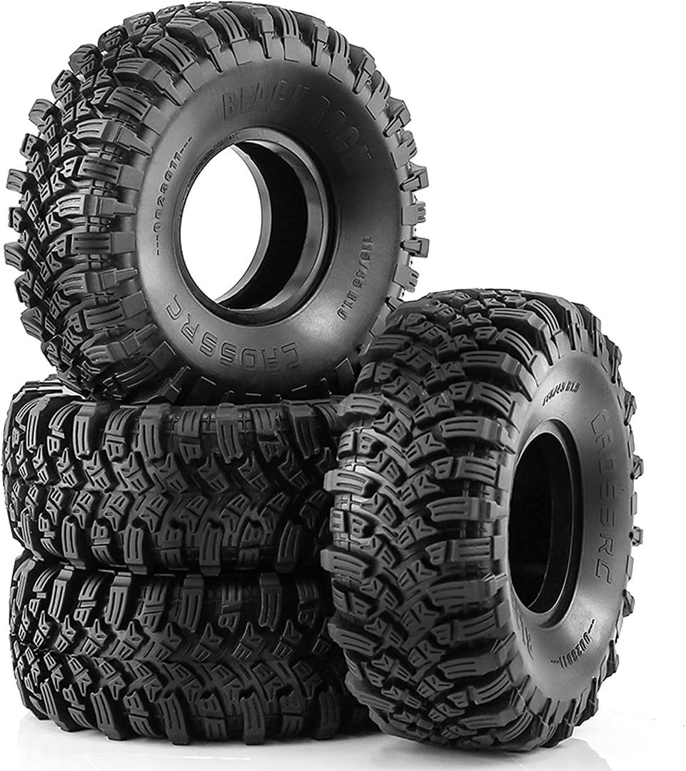 1.9 RC Rock Crawler Tires OD 115mm 1/10 Soft Rubber Mud Slingers Tyres With Foam Insert For 1:10 Crawler Car Traxxas TRX4 Axial SCX10 II RC4WD D90 TF2 Tamiya CC01 Gen8 Beadlock Wheels 4PCS