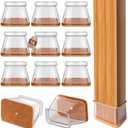 Chair Leg Floor Protectors Rectangle Chair Leg Protectors for Hardwood Floors Silicone Caps Felt Furniture Pads Covers Anti-Scratch Reduce Noise 16 Pack Clear Fit Perimeter 3-3/4'' to 4-7/8''