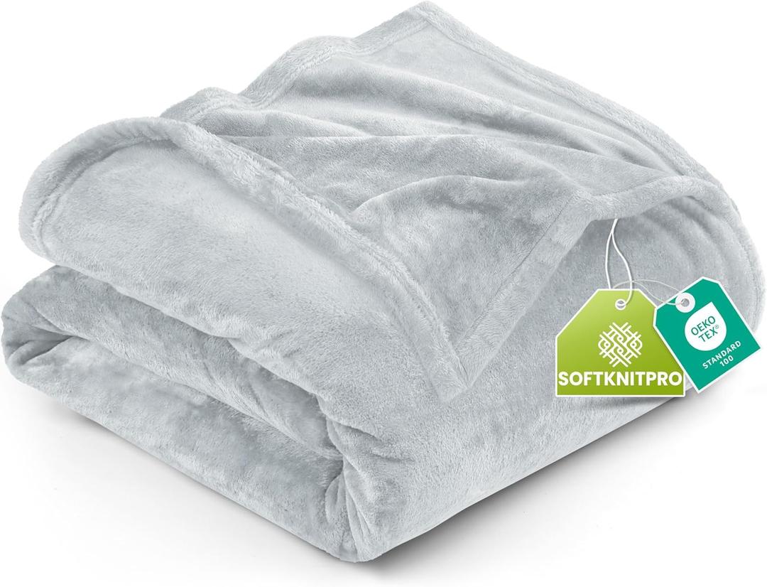 Utopia Bedding Fleece Blanket Queen Size Light Grey (90x90 Inches) Ultra Soft Warm Lightweight Microfiber Breathable Anti-Static Cozy Bed Blanket, All-Season Home Decor Gift for Men & Women