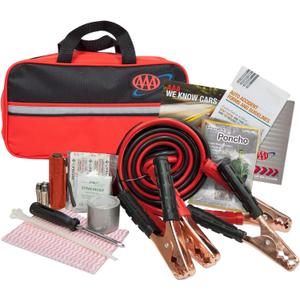 Lifeline AAA Premium Road Kit, 42 Piece Emergency Car Kit with Jumper Cables, Flashlight and First Aid Kit,4330AAA,Black