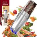 Gravity induction electric pepper grinder, stainless steel ceramic grinding core, dry battery LED light, manual adjustment of thickness 135ml large capacity silo