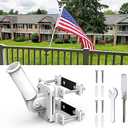 YAARHEJ No Drill Flag Pole Holder for Railing,Flag Pole Mount for Porch & Fence Rail, Apartment Balcony,Square Railing-Two Installation Methods-with Silicone Pads,for 1” flagpole (White)