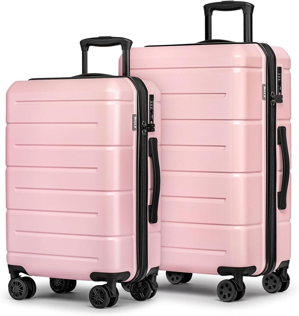 KYME Luggage Sets 2 Piece,Hardshell Suitcase Set,20"/24" Luggage,Pink
