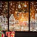 DIYDEC 15.7 * 27.5'' Large Christmas Window Stickers 4 Sheets White House Xmas Window Clings for Glass Decoration Snowman Snowflake Double-Sided Window Decals for Christmas Holiday Party Ornament