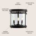 JONATHAN Y 12.5" Oil Rubbed Bronze 3-Light Iron and Glass Flush Mount, Modern Farmhouse Rustic Vintage Lantern for Kitchen Bedroom Entryway, UL Listed, LED Bulbs Included JYL7503A