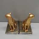 Comfy Hour 9.1" Gold Cheetah Egyptian Bastet Figurine Style Bookends, Antique Vintage Leopard Statue Home Decor, Heavy Duty Animal Book Stoppers Pair