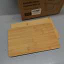 Criusia 2 Set Pantry Organizers and Storage with Bamboo Lids, Stackable Clear Bins for Onion, Potato, Fruit, Vegetables, Trash Bag Dispenser, Kitchen and Under Sink Organizer (2 Pack Large)