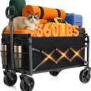 Wagons Carts Foldable, Collapsible Wagon, Folding Wagon Cart with Wheels, Wagons Carts Foldable 360 Lbs - Lightweight Portable Small Fold Up for Camping, Travel, Sports, Grocery, Shopping, Black