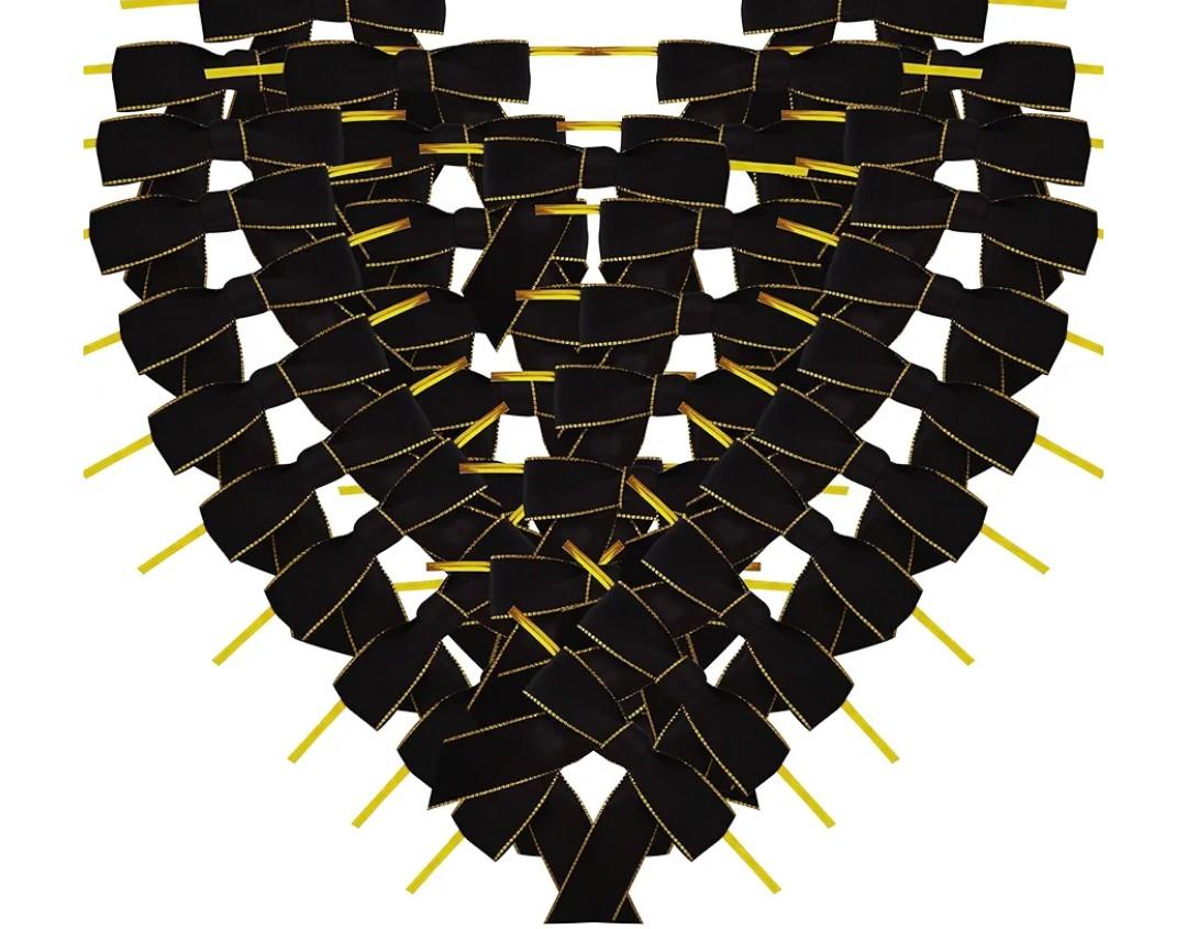 50pcs 3-1/2" Metallic Gold Edge Black Satin Ribbon Bows for Packing Decoration Black Bows for Fathers Day 4th of July Gift Packaging (3.5“-Black)
