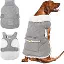 Dog Winter Coat - Windproof Fleece Warm Thick Dog Jacket Clothes for Cold Weather - Pet Vest Coat Outfits for Small Medium Large Dogs - Indoor & Outdoor Use (XXL) (Grey)