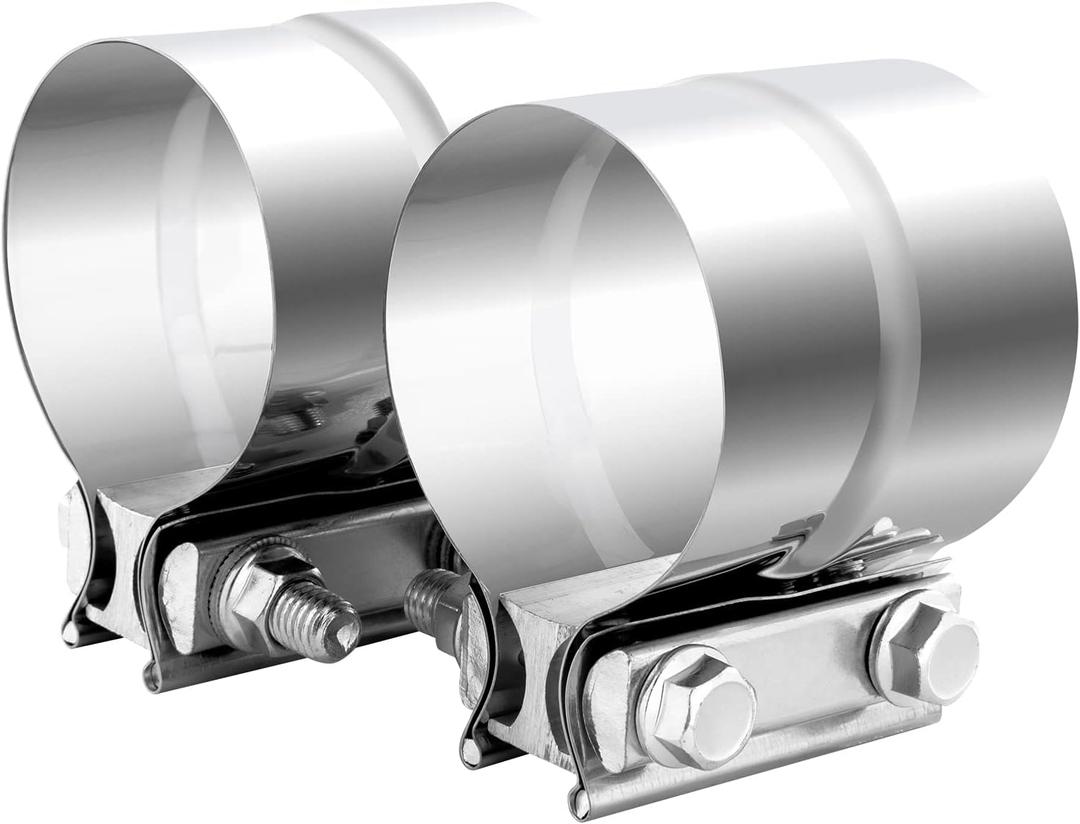 3.0 Inch Exhaust Clamp, 3 Inch Lap Joint Exhaust Band Clamp Sleeve Coupler Stainless Steel (2Pcs)