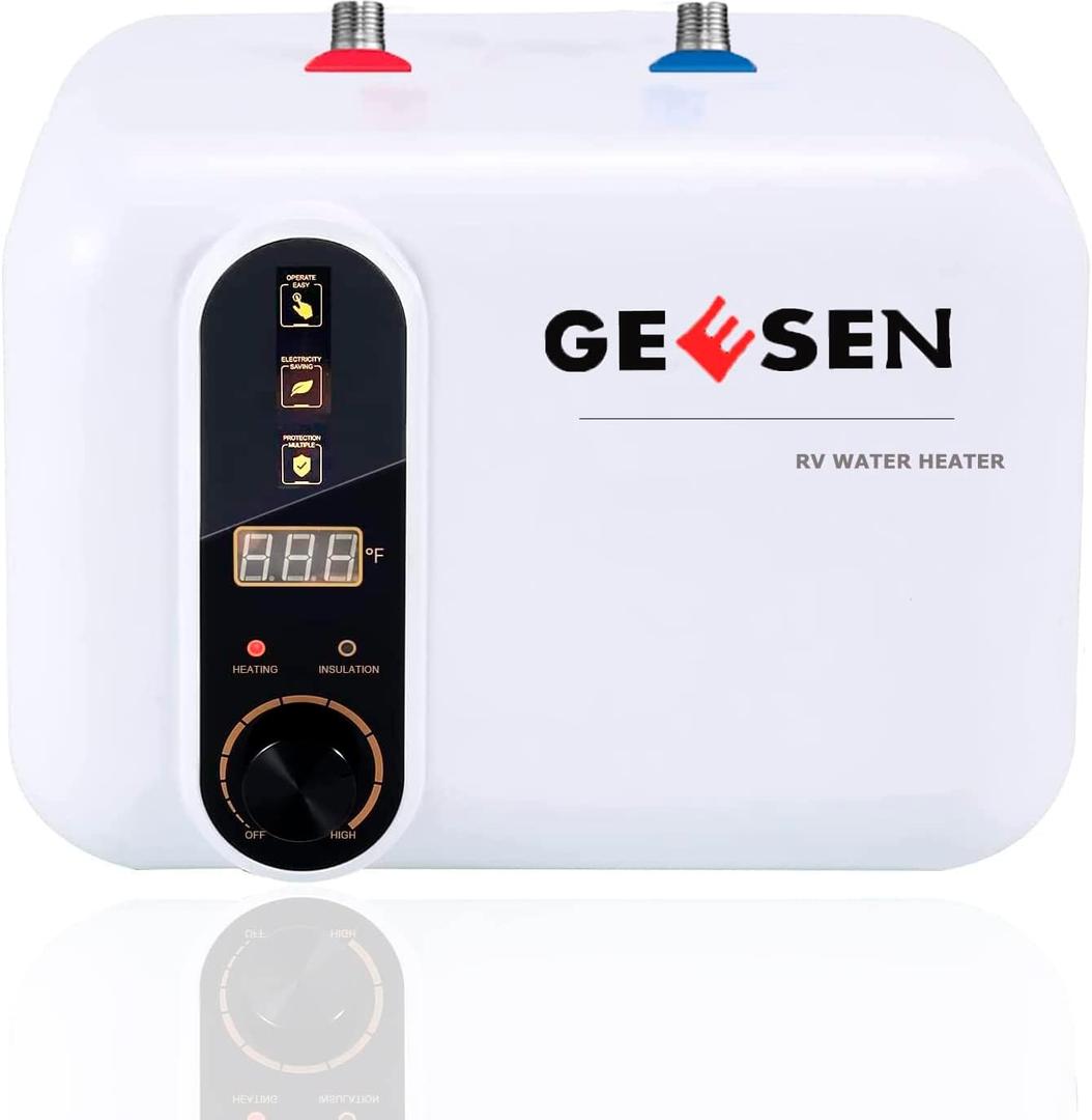 Electric Hot Water Heater 120/240V Small Compact Tank Storage, Rv Tr 3.5 Gallon Trailer 1.5KW Kitchen Instant Under Sink Counter Cupboard, RV 1 PCs 16 Long 1/2FIP Stainless Steel Water Hose