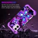 Hekodonk for Moto G Power 2024 Case,Glow in The Dark Three Layer Heavy Duty Shockproof Protection Hard Plastic+Soft Silicone Full Body Drop Protective Case for Moto G Power 2024,Amaranth Purple