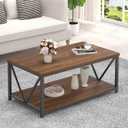 FOLUBAN Coffee Table, Modern Center Table with Storage Shelf, Rustic Wood and Metal Cocktail Table for Living Room, 39.3 Inch Walnut