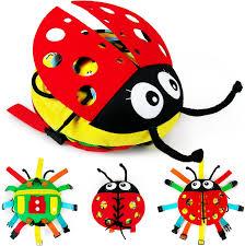 Buckle Pillow Ladybug Sensory Fine Motor Development Toy Activity Plushie - OT Therapy Tool Threading Counting Latches Zipper Skills