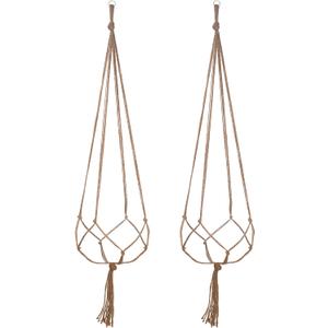 EBOOT 2 Pack 48 Inch Large Macrame Plant Hanger Rope to Hang Flower Pot Plant Holder for Indoor Outdoor Decorations, 4 Legs (Linen Color)