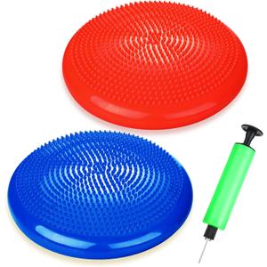 Silipull 2 Pcs Wiggle Seat Inflated Wobble Cushion Flexible Balance Disc with Air Pump for Core Stability Strengthening Improving Posture Physical Exercise