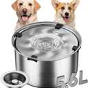 Dog Water Bowl 1.5Gal/5.6L Stainless Steel No Spill Water Bowl for Dogs Spill Proof Slow Drinking Dog Water Feeder with Anti-Slip for Medium Large Messy Drinkers