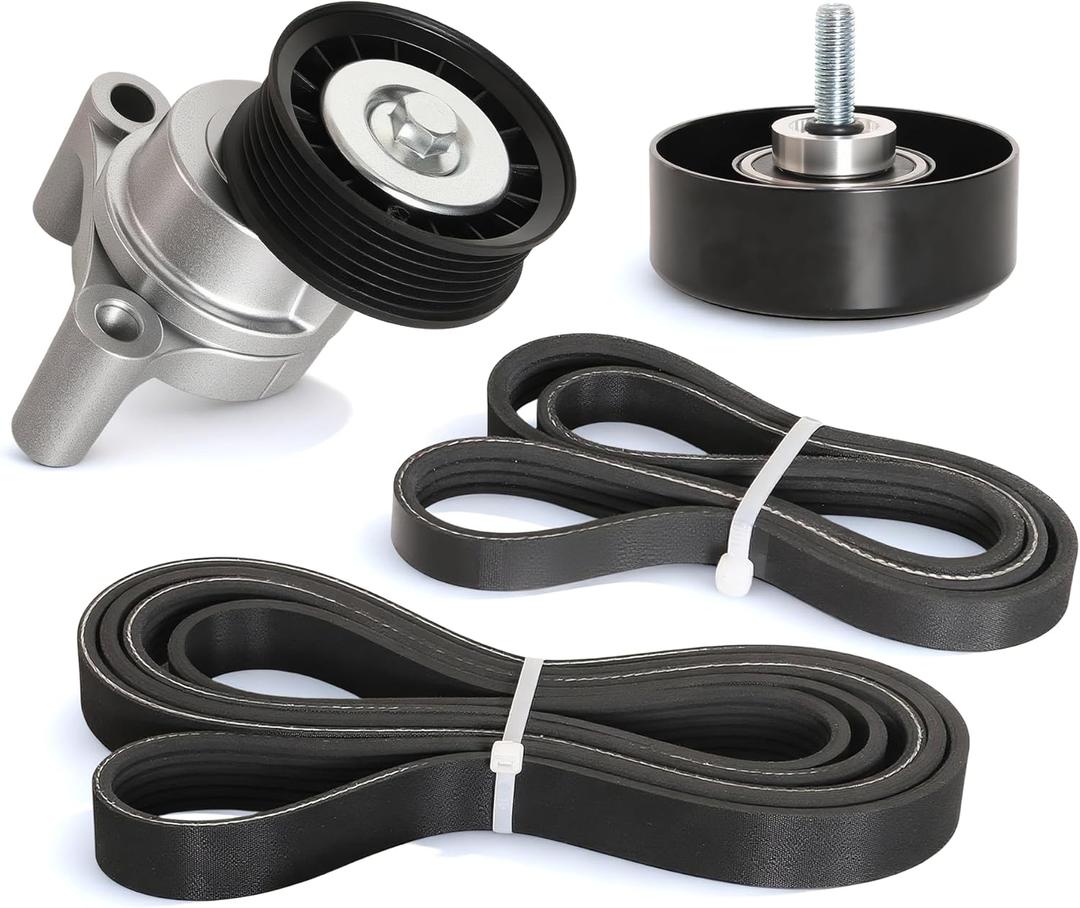 Drive Belt Tensioner Pulley Assembly Kit for Chevy Silverado 1500/Avalanche/Tahoe, for GMC Sierra 1500/Canyon, for Hummer H2/H3/H3T, for Cadillac Escalade 09-14 6.2/6.0/5.3/4.8L V8 09-16, 38009
