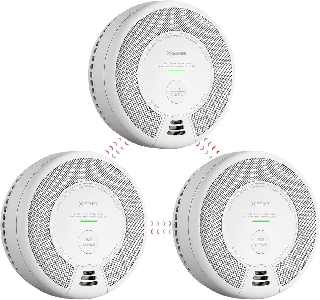 X-Sense Wireless Interconnected Combination Smoke and Carbon Monoxide Detector, 10-Year Battery Powered Fire and CO Alarm, SC06-W, 3-Pack X-Sense Wireless Interconnected Combination Smoke and Carbon Monoxide Detector, 10-Year Battery Powered Fire and CO Alarm, SC06-W, 3-Pack