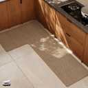 L Shaped Rug Corner Kitchen Rugs Non Slip Washable Mat, L-Shaped Rug Super Absorbent Corner Kitchen Mats Rubber Waterproof Corners Area Runner Kitchen Sink Floor Mat (Khaki Right-L, 31.5X47.2X17.7)