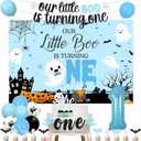 Halloween 1st Birthday Party Decorations Boys, Our Little Boo Is Turning One Backdrop Banner One High Chair Banner Halloween Spooky One Ghost One Cake Cupcake Topper Number One Foil Balloon
