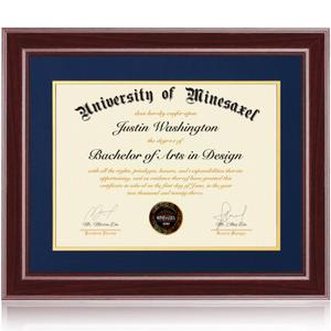 Minesaxel 16x20 Diploma Frames 12x15 with Blue Mat - Cherry Red Wood Finish | Shatter-Resistant Glass | for Wall Mounting | Gift for Graduations & Professional Certificate (1 Pack)