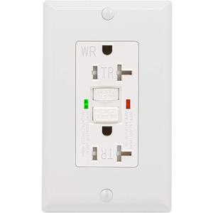 GFCI Outlet 20 Amp, UL Listed, LED Indicator, Tamper-Resistant, Weather Resistant Receptacle Indoor or Outdoor Use with Decor Wall Plates and Screws