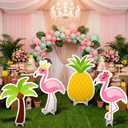 Honoson 4 Pcs 21.8" x 29.7" Large Tropical Flamingo Cardboard Cutouts, Pink Flamingo Birthday Decoration Yard Signs Standee for Hawaiian Summer Beach Luau Party Supplies Bachelorette Pineapple