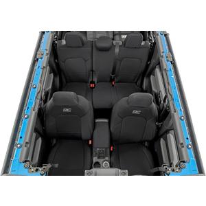 Rough Country Neoprene Seat Covers for Ford Bronco 4-Door (2021-2025 w/No Rear Folding Armrest) - Waterproof & UV Resistant, 4-Layer Protection with Foam Padding, Front & Rear Seat Cover Set