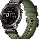 Bandletic Compatible with Garmin Fenix 6 Band - for Fenix 8 7 Band/Fenix 5 Watch Band, 22mm Quick Fit Silicone Rubber Strap for Fenix 7 6 Pro/5 Plus/Forerunner 965/945/Epix Pro Gen 2 47mm/Quatix 7 (Army Green)