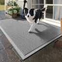 Front Door Mat 24''x36'', Drainage Heavy Duty Dirt Trapping Non-Slip Doormats, Outdoor Rubber Floor Mats, Restaurant Commercial Kitchen Industral Pool Entrance Bar Wet Area, Grey