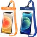 Waterproof Phone Pouch Bag - 7.5in, 2 Pack IPX8 Waterproof Phone Case for iPhone 16 15 14 Pro Max, Galaxy S25+ S24+, Cellphone Dry Bag with Lanyard for Beach Vacation Travel Cruise Essentials