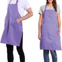 BIGHAS Adjustable Bib Apron with Long Ties for Women Men 18 Colors Chef Kitchen Cooking (Lavender)