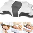 Memory Foam Pillows, Cervical Pillow for Neck and Shoulder Pain Relief, Ergonomic Contour Bed Pillow, Soft for Side Sleep Stomach Sleeping and Back Sleeper (Queen Size-24.8''Lx14.96''Wx5.78''H, Dark Grey)
