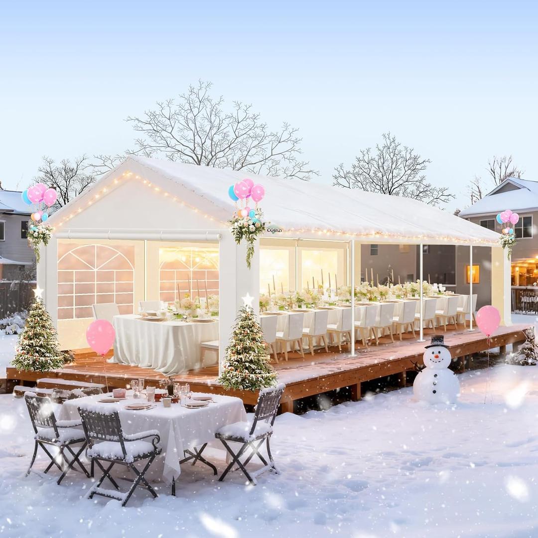 COBIZI 10x30 Party Tent Heavy Duty, Large Outdoor Event Tents for Parties with 8 Sidewalls & Built-in Sandbags,Waterproof Wedding Canopy Gazebo Commercial Tent for Carport,Camping,Patio,Windproof