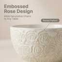 6-Inch Rose Pattern Ceramic Bowls, 30 oz Embossed Floral Soup, Pasta & Salad Bowls, Set of 2