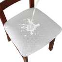 Genina Waterproof Seat Covers for Dining Room Chairs Covers Dining Chair seat Covers Kitchen Chair Covers slipcovers (White, 4 Pcs)