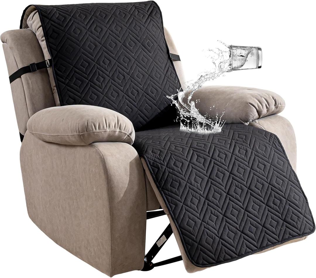 Genina Waterproof Recliner Chair Cover - 100% Protection! Non-Slip, Washable & Durable Protector for Kids & Pets23.6'' /Black