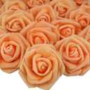 3 x 1.6 x 3 inches 100pcs DIY Real Touch 3D Artificial Foam Rose Head Without Stem for Wedding Party Home Decoration (Orange)