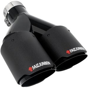 FAIZJUNBEN Carbon Fiber Exhaust TipsDual exhaust tips with 2.1-inch inlet and 3.5-inch outletBrushed textured carbon fiber exhaust tips