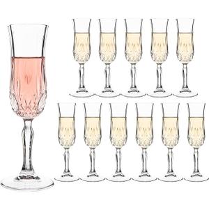 UMEIED Engraved Champagne Flutes, Set of 124.16 oz Elegant Etched Glass Coupe Glasses for Wedding, Anniversary, Bridal Shower & Parties