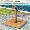 Patio Umbrella Base, 43lbs Outdoor Heavy Duty Square Concrete Stand, Fits 6-12ft Fringe Market Umbrella, Teak Brown