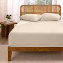 Bare Home 100% Organic Cotton Jersey Fitted Sheet - Full Size - Ultra Soft - Deep Pocket Fitted Sheet - 100% Cotton - Ring Spun Yarns (Full, Sand)