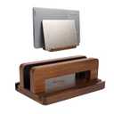 S&A WOODCRAFT 3 Slots Bamboo Wood Vertical Laptop Stand, Adjustable Wooden Laptop Holder, Non-Slip Laptop Dock Compatible with Apple MacBook, Microsoft Surface, Gaming Laptops, IPad, Tablets