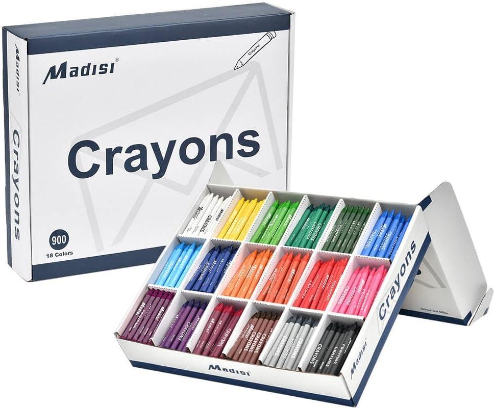 Madisi Crayon Bulk pack, Regular Size, 18 Colors, 900 Count