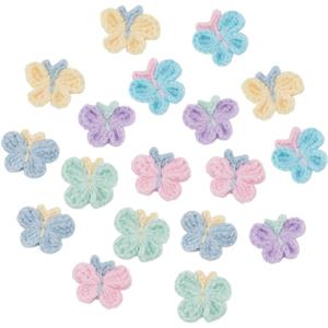 FREEBLOSS 18Pcs Crochet Butterfly Applique Handmade Crocheted Butterfly Embellishments Colorful Sew On Patches Crochet Knitted Handmade Applique for Clothes, Bags Arts Crafts DIY Decor 1.38''