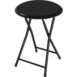 Folding Stool - Backless 18-Inch Stool with 225lb Capacity for Kitchen or Rec Room - Portable Indoor Counter Bar Stools by Lavish Home (Black)