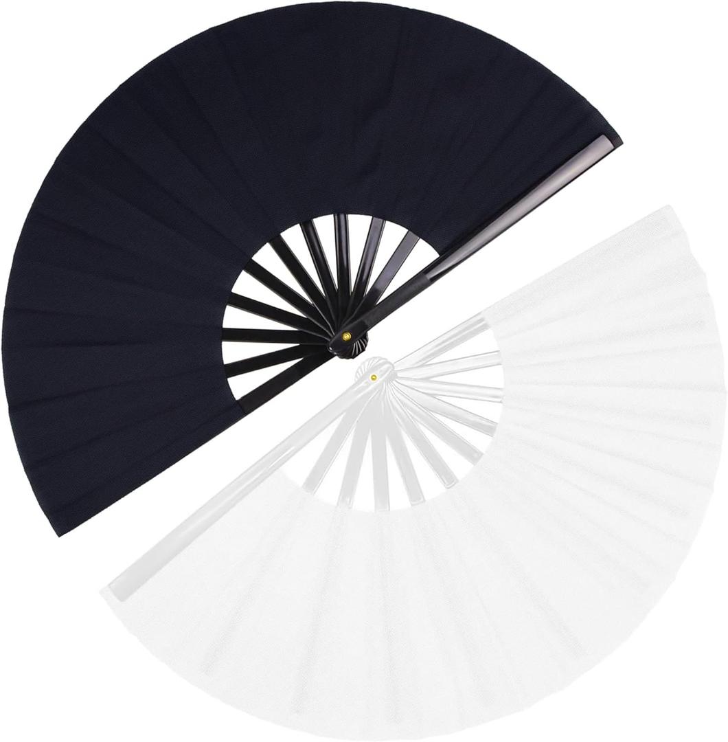3 x MDDRUIQI Hand Fans for Women Foldable - Rave Fan - 2 Pack Large Folding Fan | Nylon-Cloth Vintage Retro Fabric Fans Hand Held Fan - Summer Outfits Dresses for Women 2026,Travel Camping Essentials
