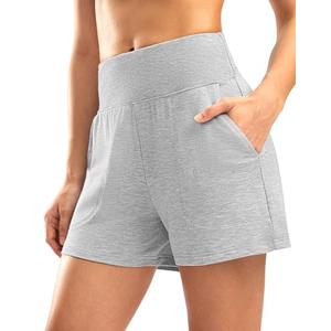 Soothfeel Women's Modal Soft Sweat Shorts High Waisted Comfy Summer Athletic Casual Lounge Shorts for Women with Pockets, Heather Light Grey, Small